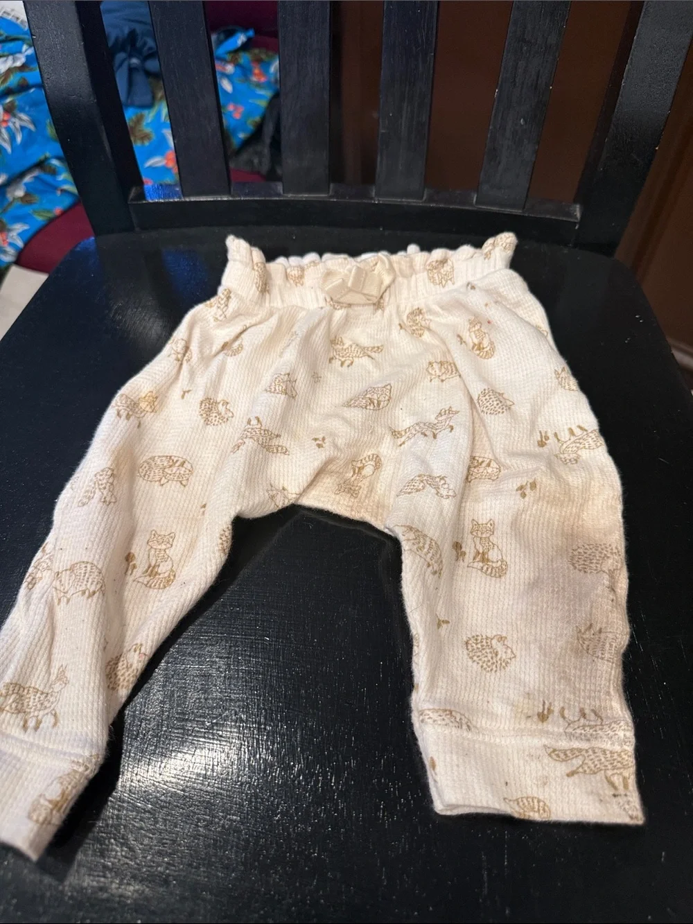 Cream Baby Jogger Pants with Woodland Animal Print